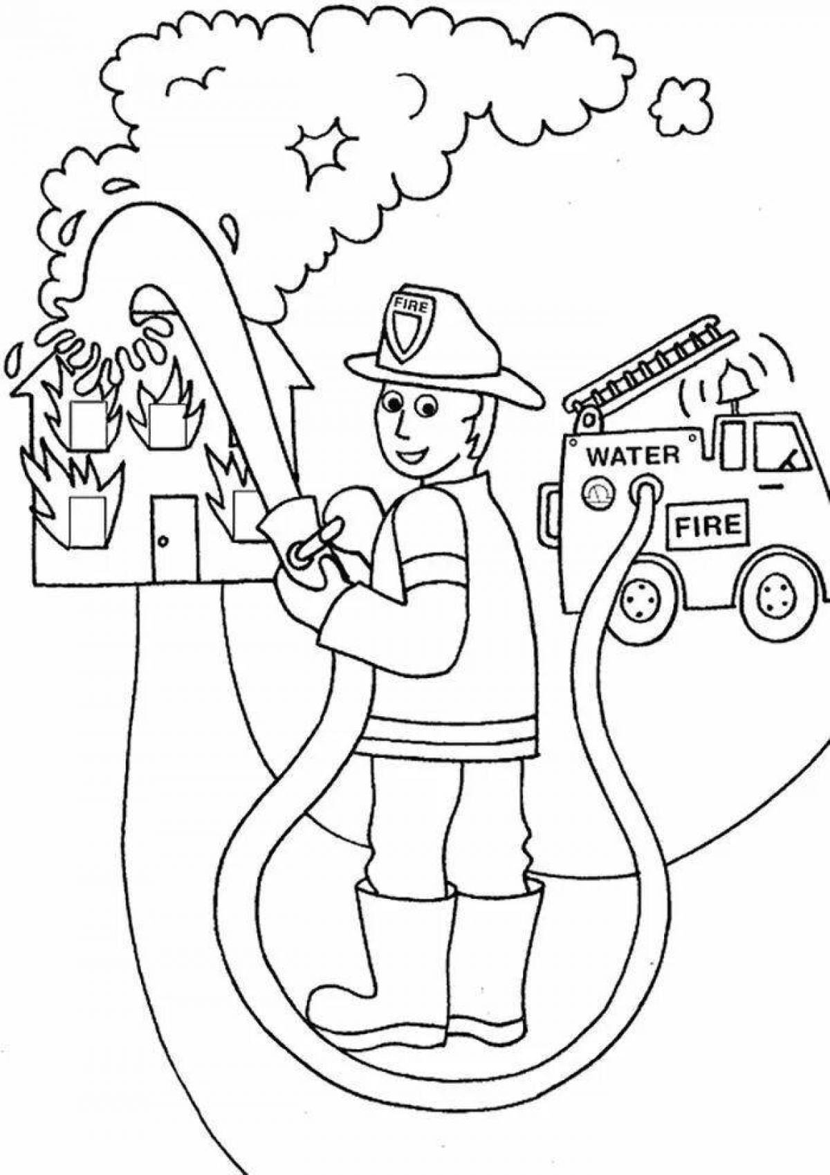 Color-glamourous fire safety coloring page для детского сада