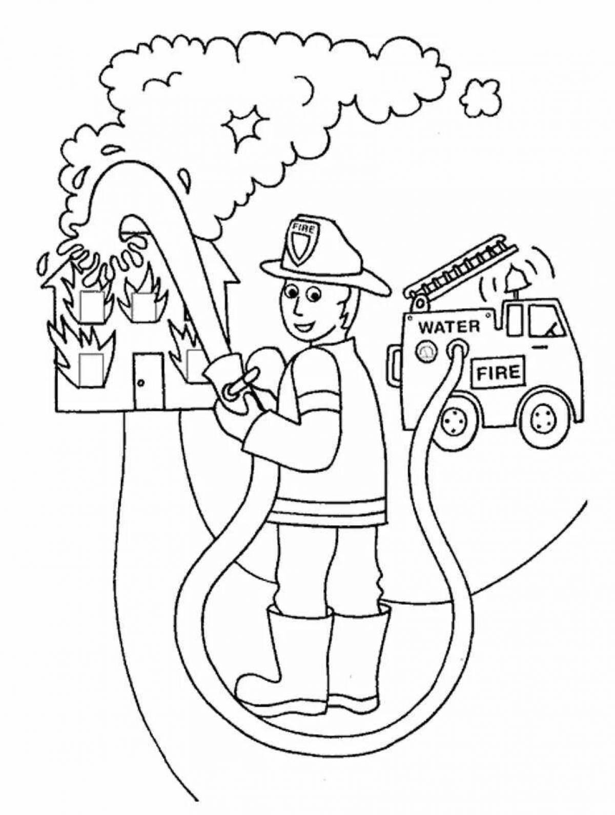 Цветная искрящаяся страница пожарной безопасности для детского сада