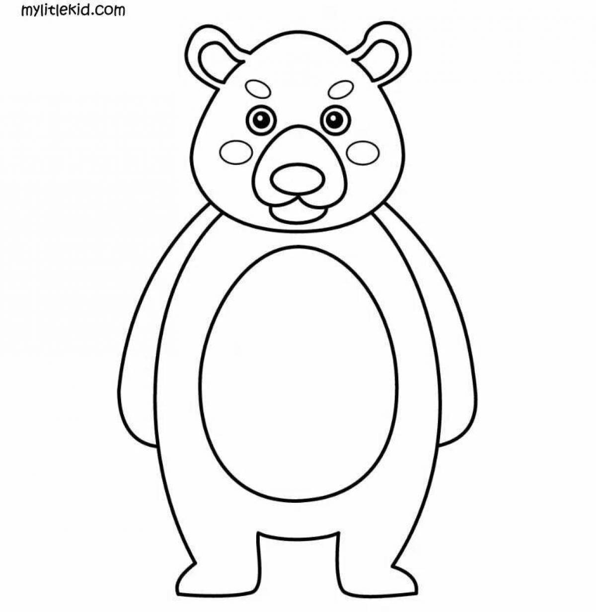 Красочный медвежонок-раскраска для детей 2-3 лет