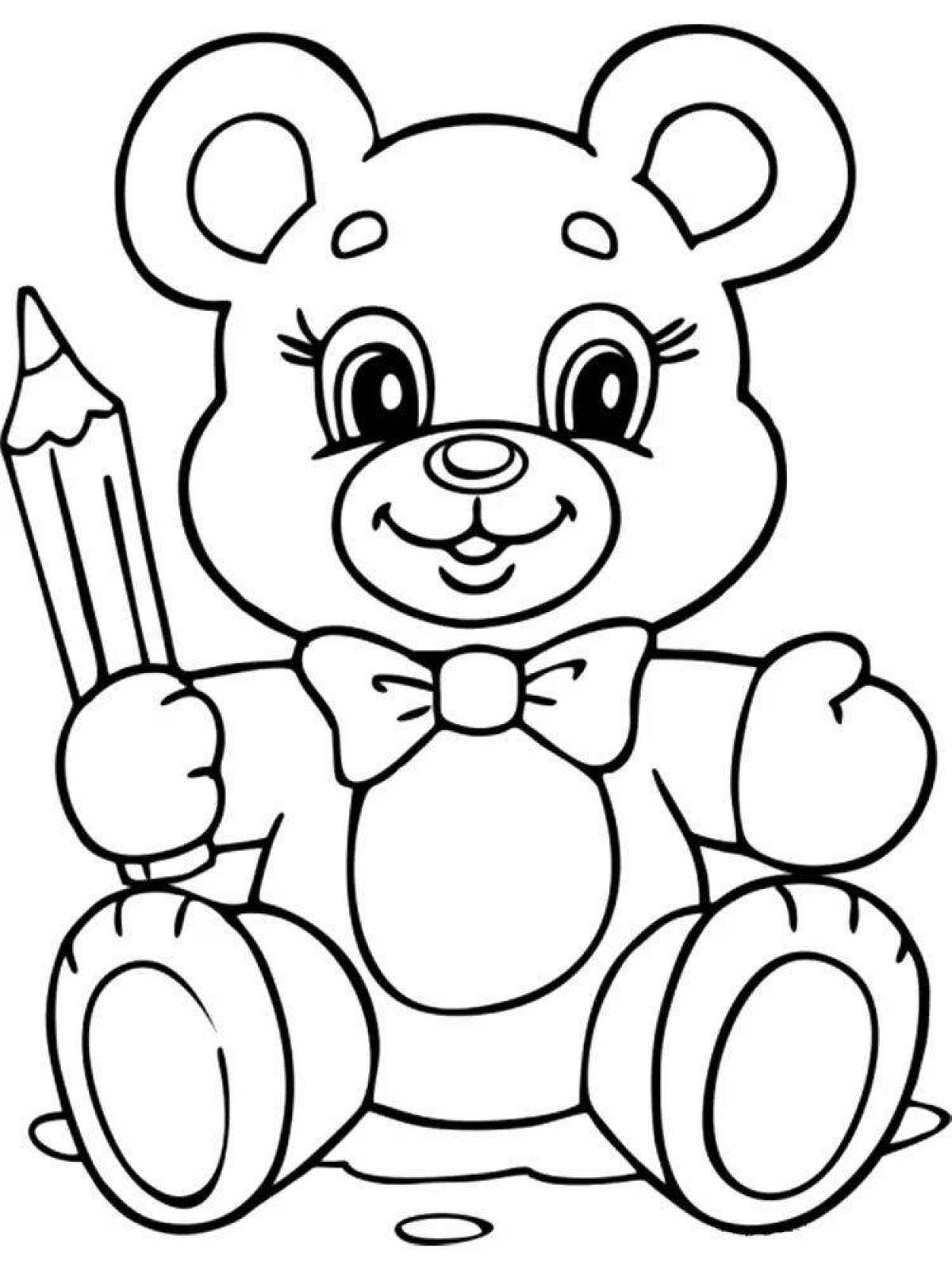 Восхитительный медвежонок-раскраска для детей 2-3 лет