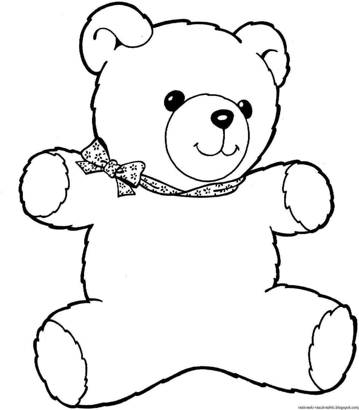 Раскраска веселый медведь для детей 2-3 лет
