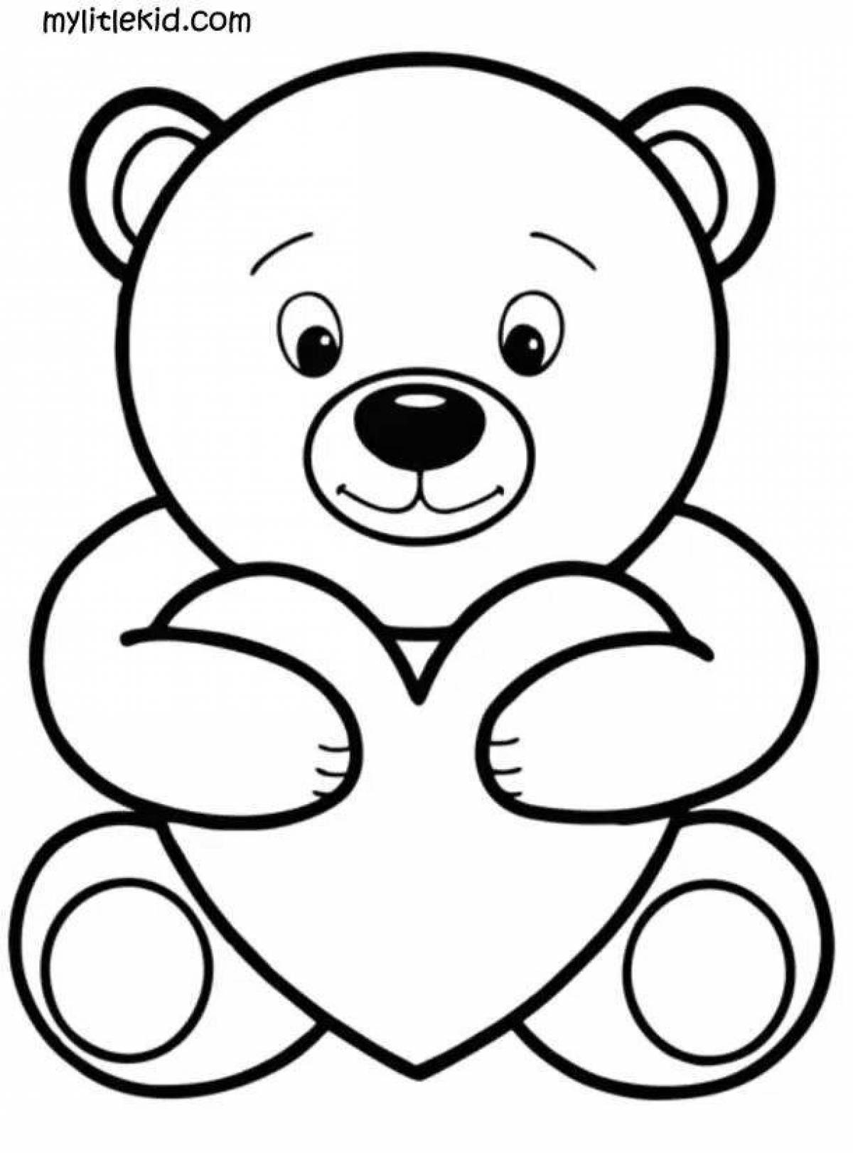 Раскраска блестящий медведь для детей 2-3 лет