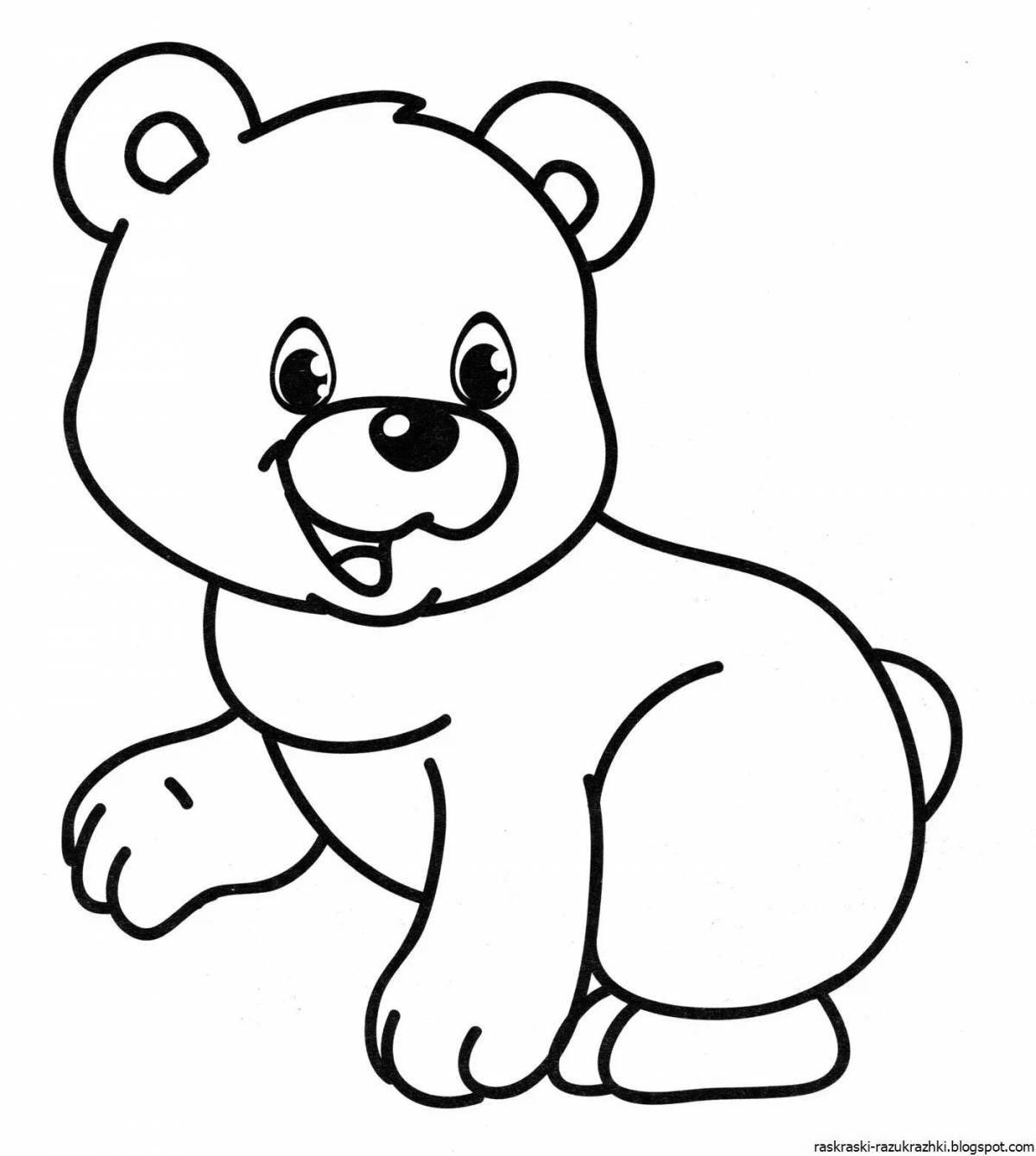 Великолепный медвежонок-раскраска для детей 2-3 лет