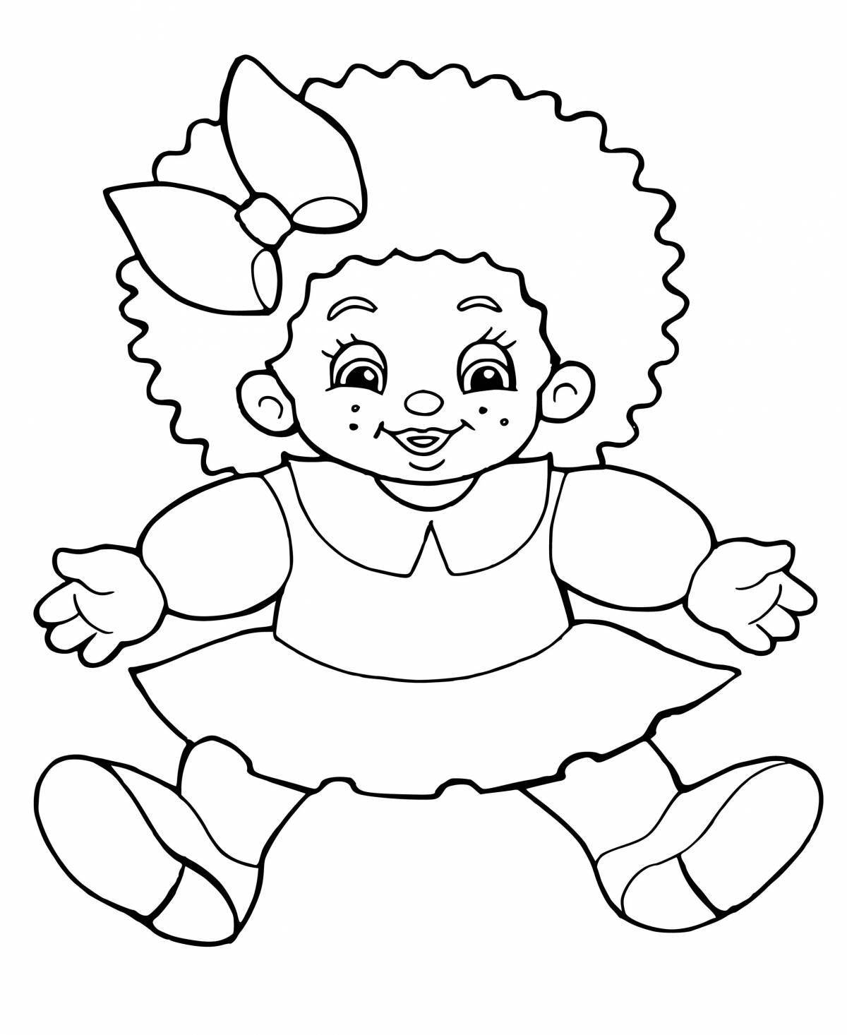 Яркая кукольная раскраска для детей 2-3 лет
