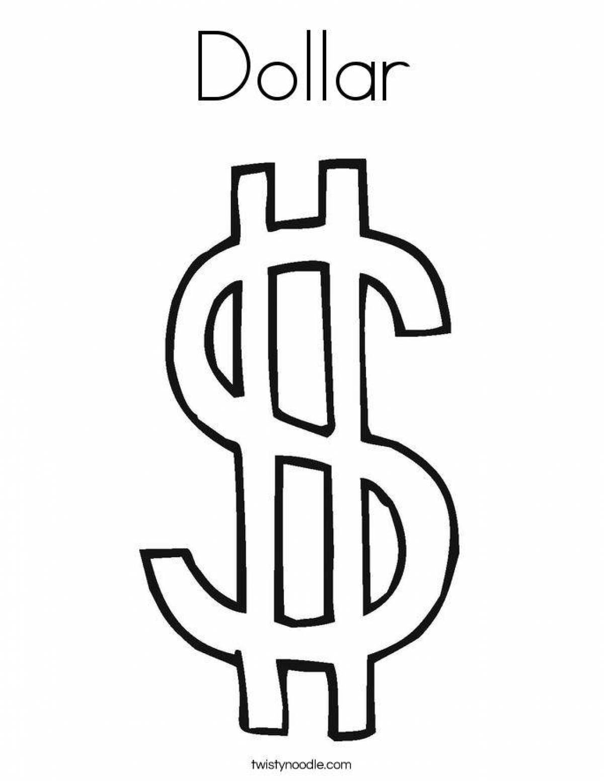 Красочная раскраска доллар