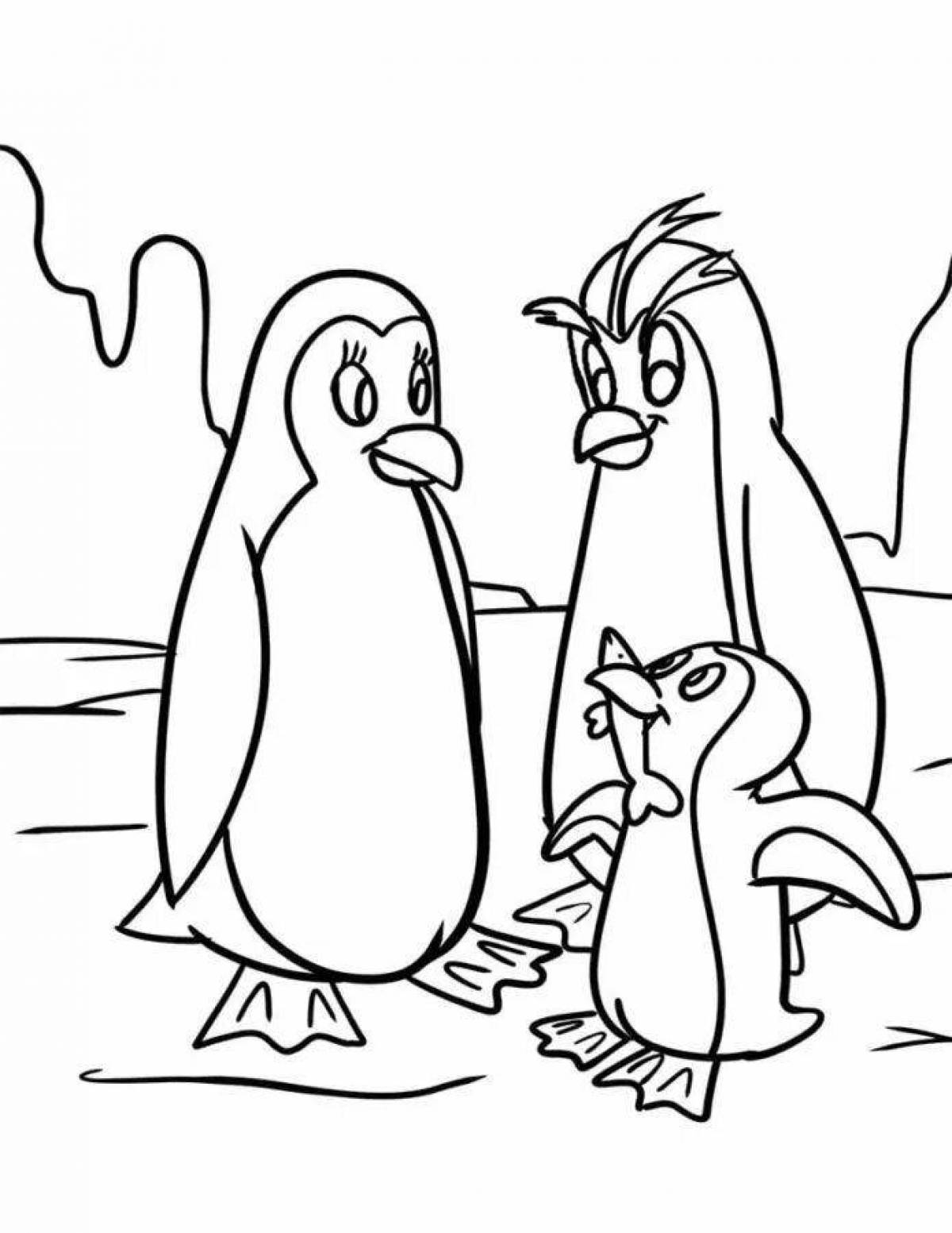 Очаровательные пингвины-раскраски