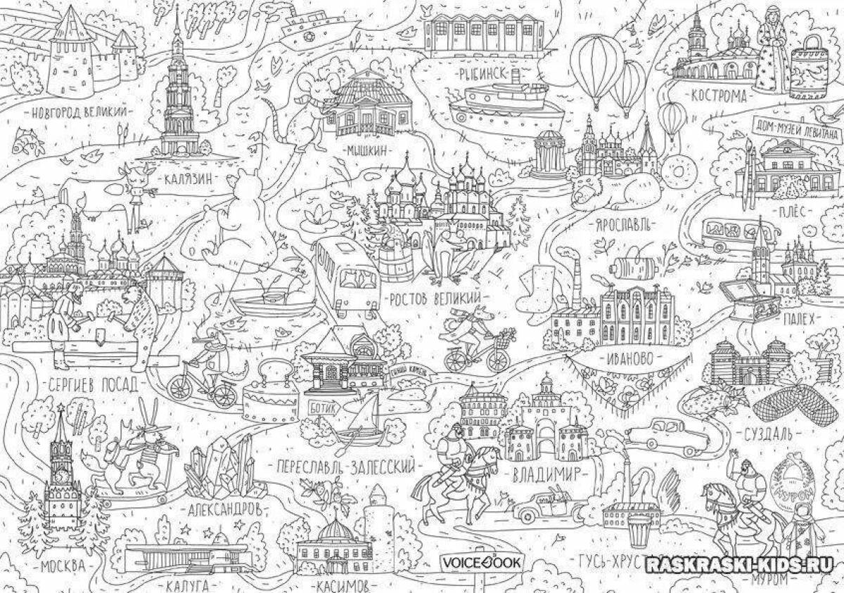 Красочная карта россии раскраски для дошкольников