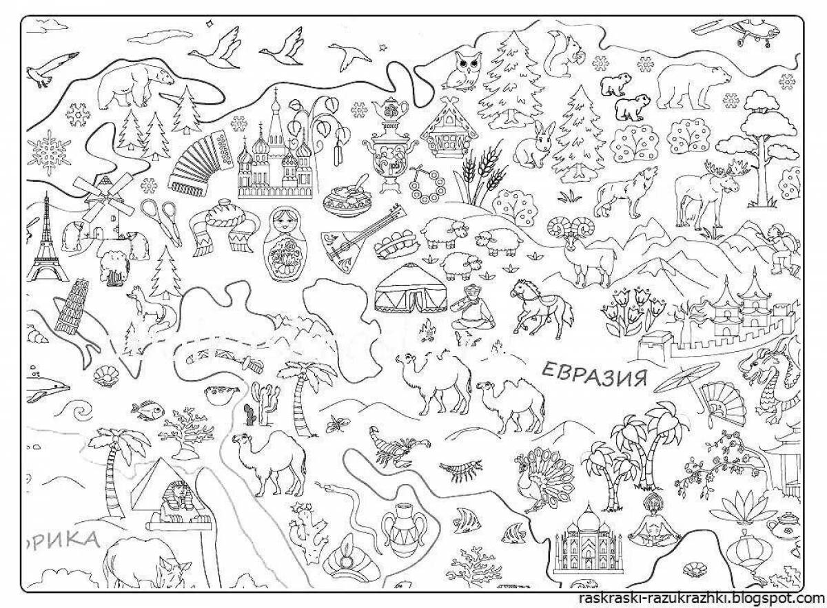 Креативная карта россии раскраска для детей