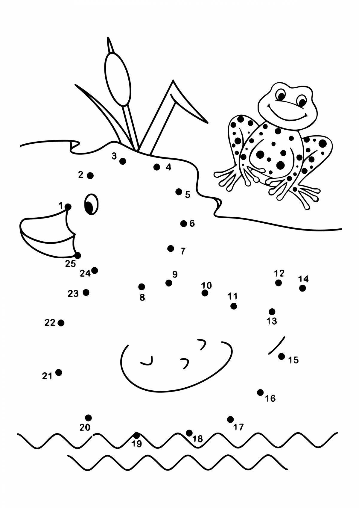 Красочная раскраска с точками для детей 6-7 лет