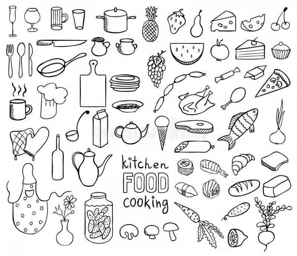 Здоровая страница раскраски еды из бумаги