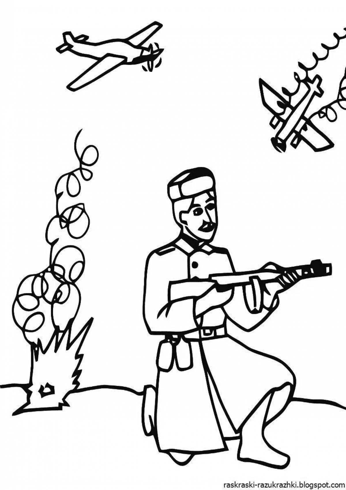 Radiant coloring page for children war 1941-1945