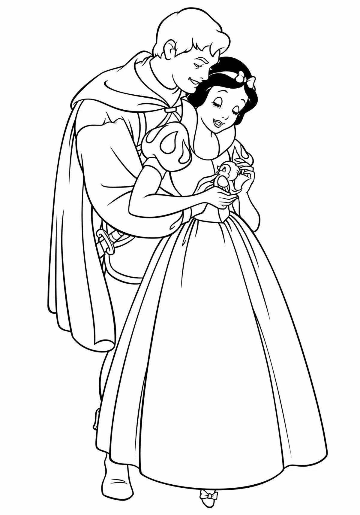 Очаровательная раскраска принцесса и принц для детей