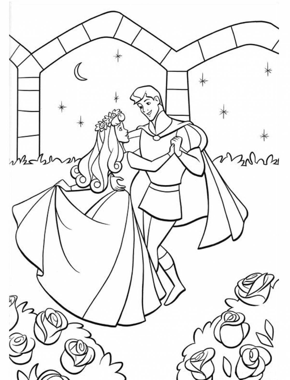 Раскраска принцесса и принц для детей