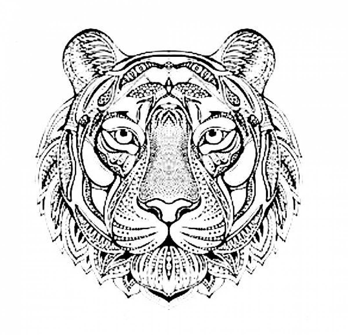 Раскраска Антистресс тигр #2