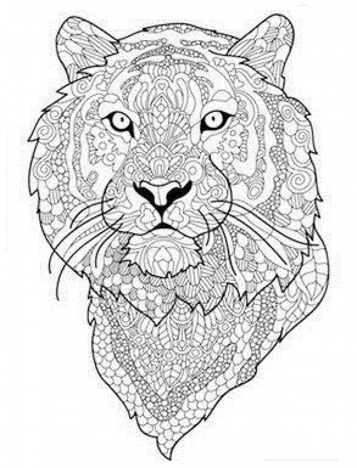 Раскраска Антистресс тигр #0