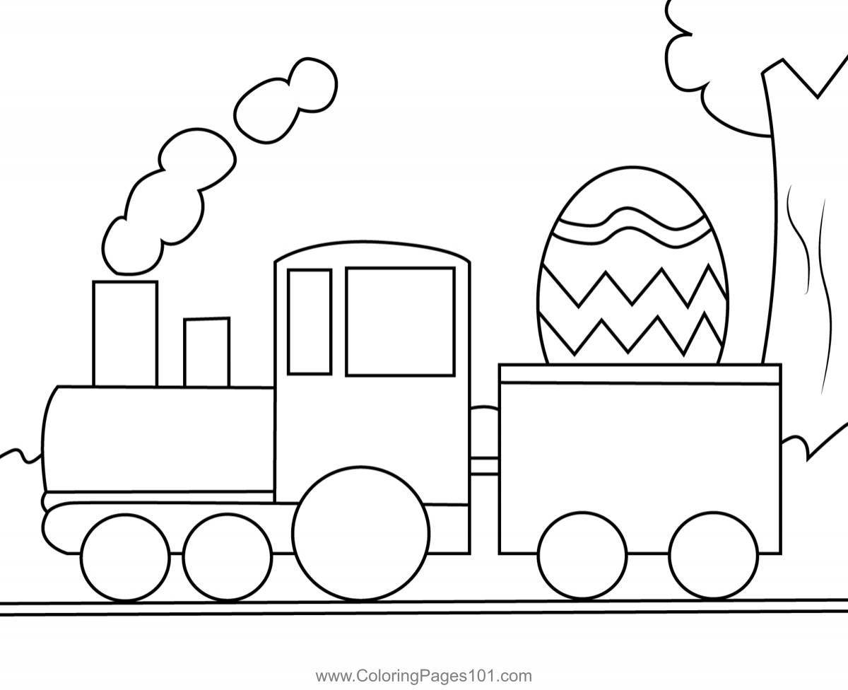 Раскраска веселый поезд для детей 3-4 лет