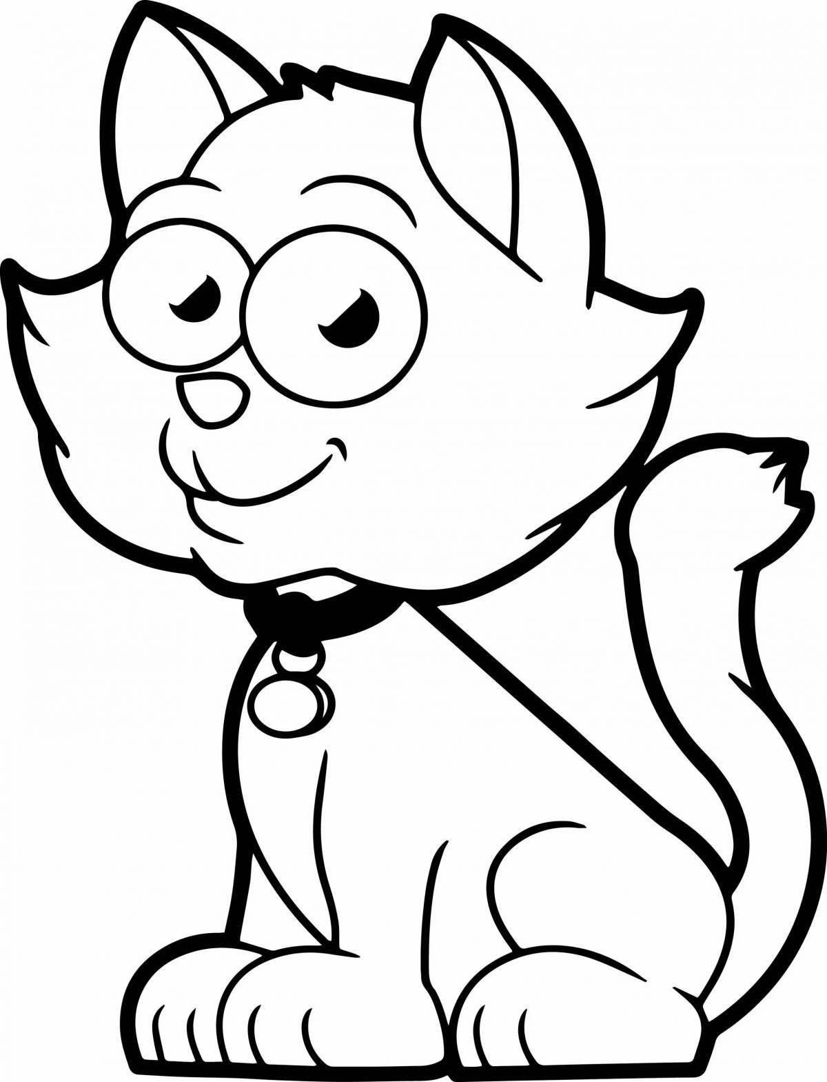 Сказочная мультяшная кошка-раскраска для детей