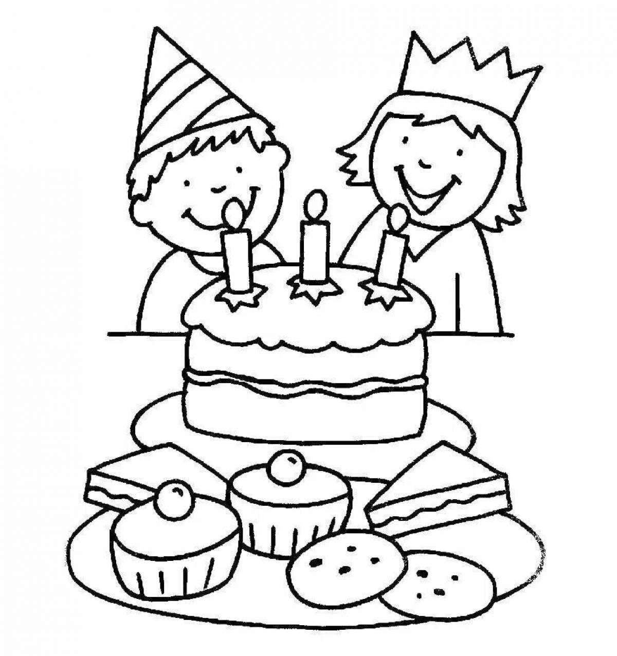 Сказочная раскраска с днем ​​рождения для детей