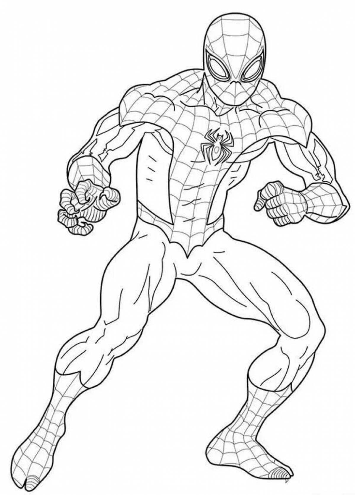 Чудесно детализированная страница раскраски человек-паук