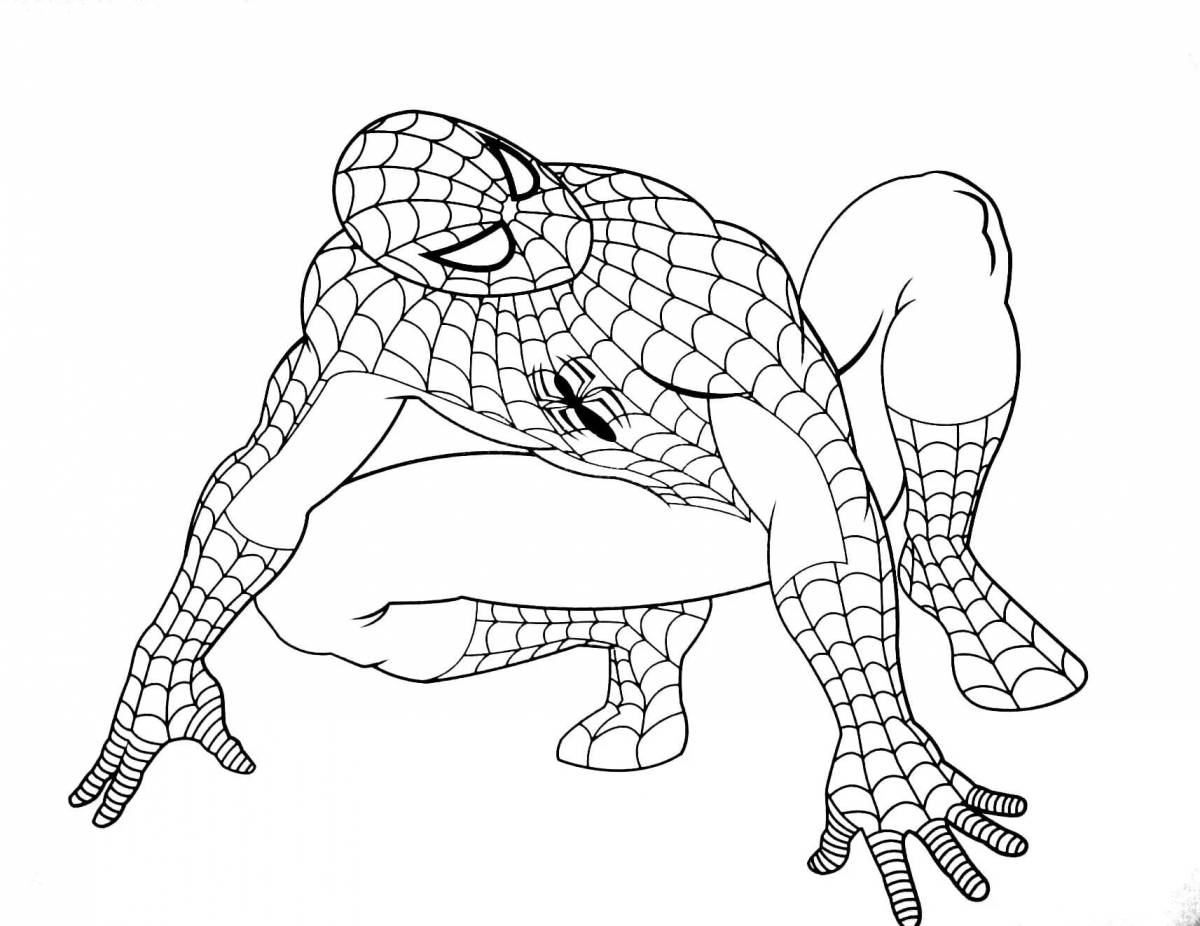 Любовно детализированная страница раскраски человек-паук