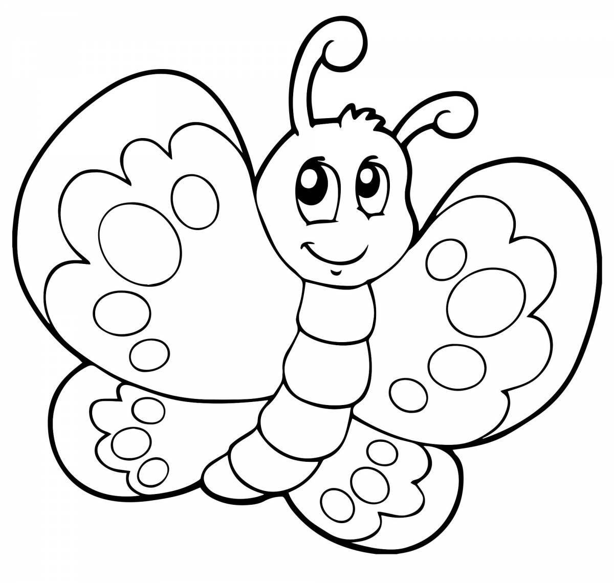 Очаровательная бабочка-раскраска для детей