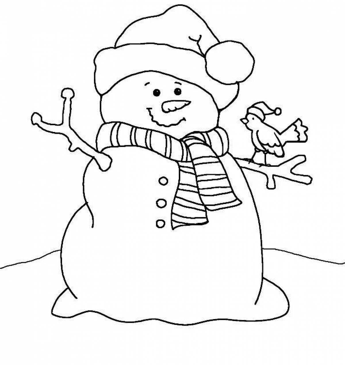 Раскраска очаровательный снеговик