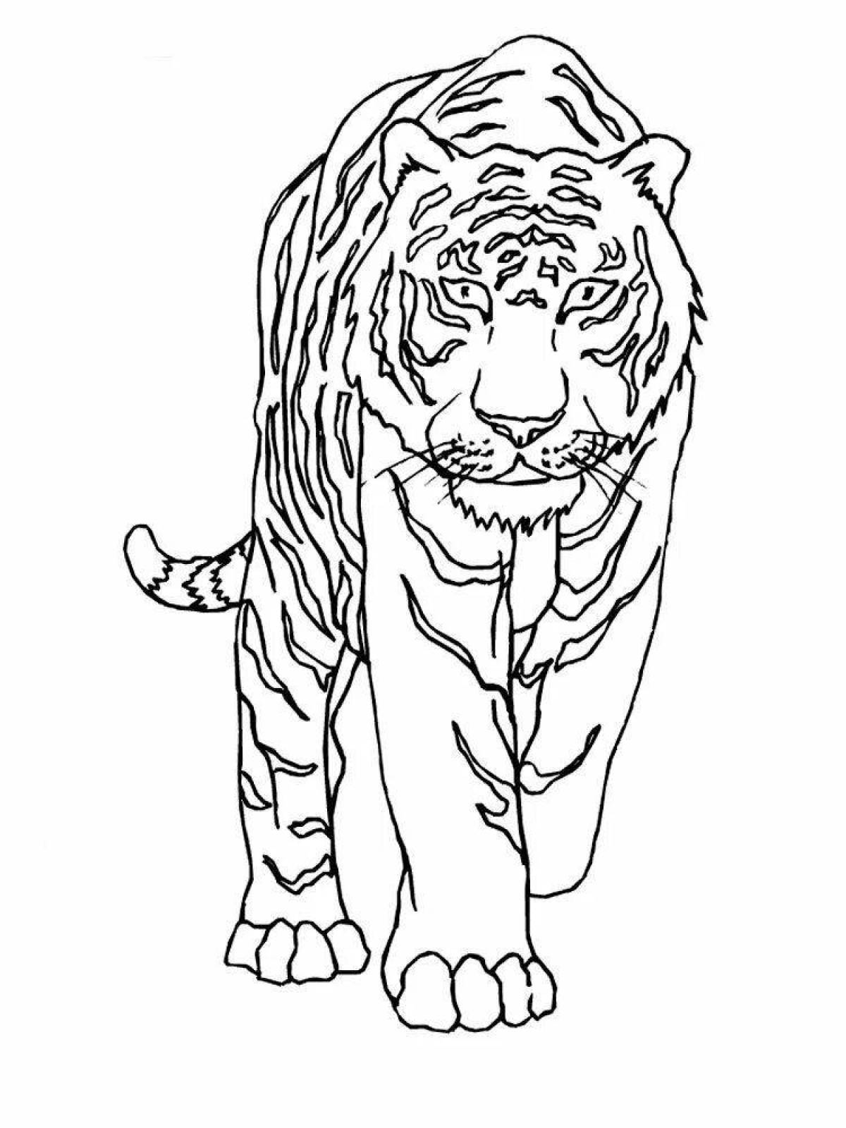 Великолепная страница раскраски тигра