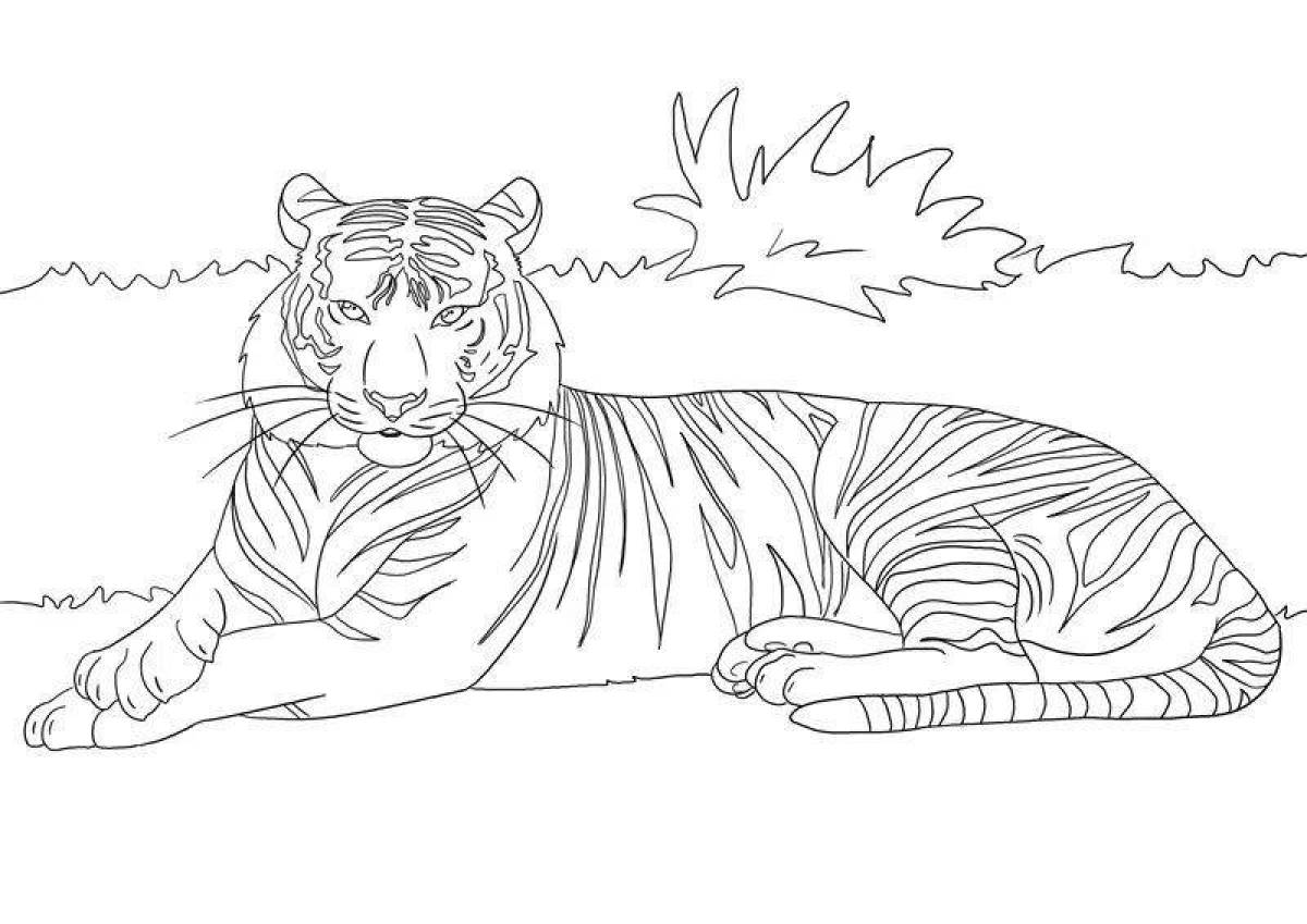 Впечатляющая страница раскраски тигра