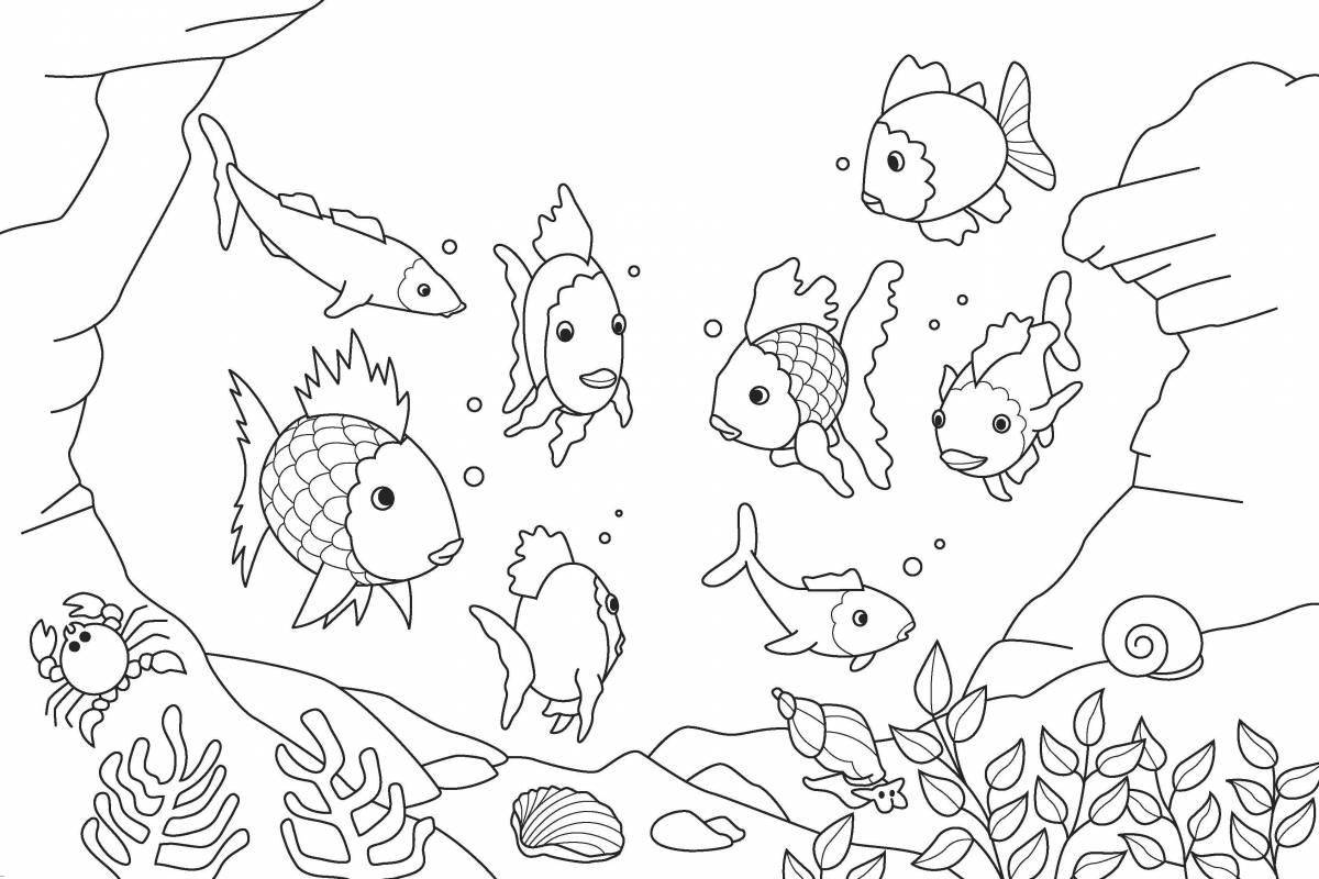 Красочная страница раскраски морского дна для детей