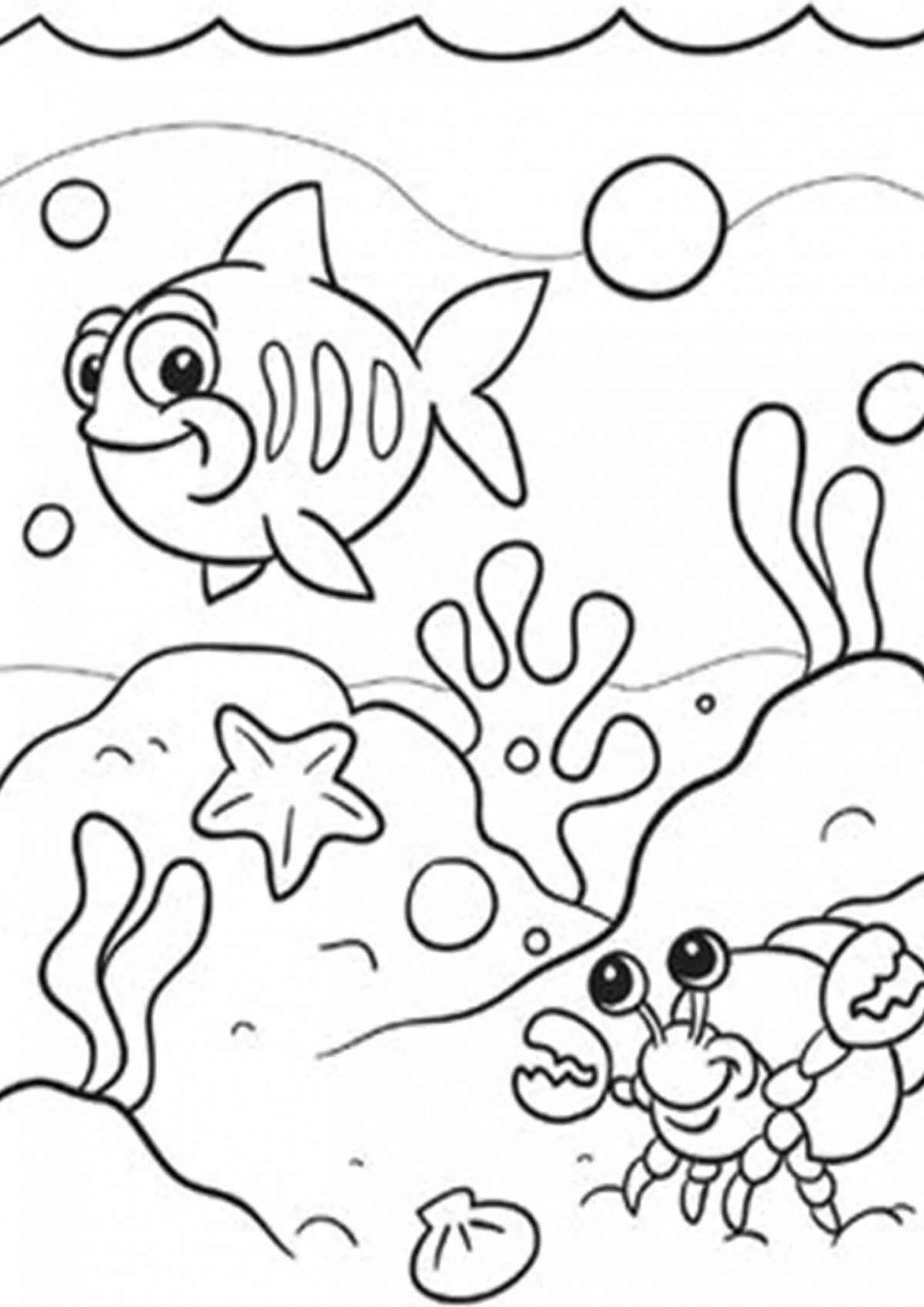 Радостная раскраска морского дна для детей