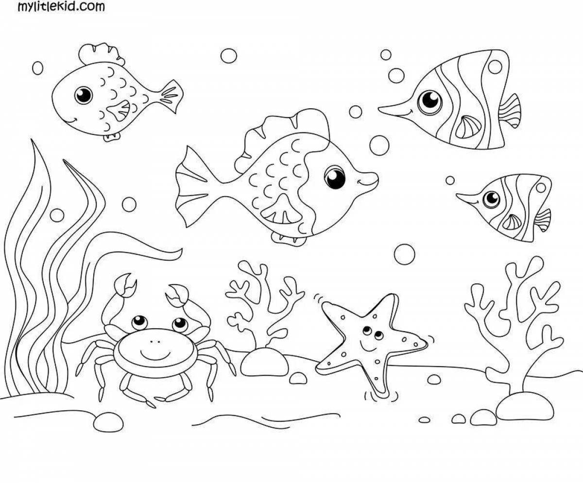Великолепная страница раскраски морского дна для детей