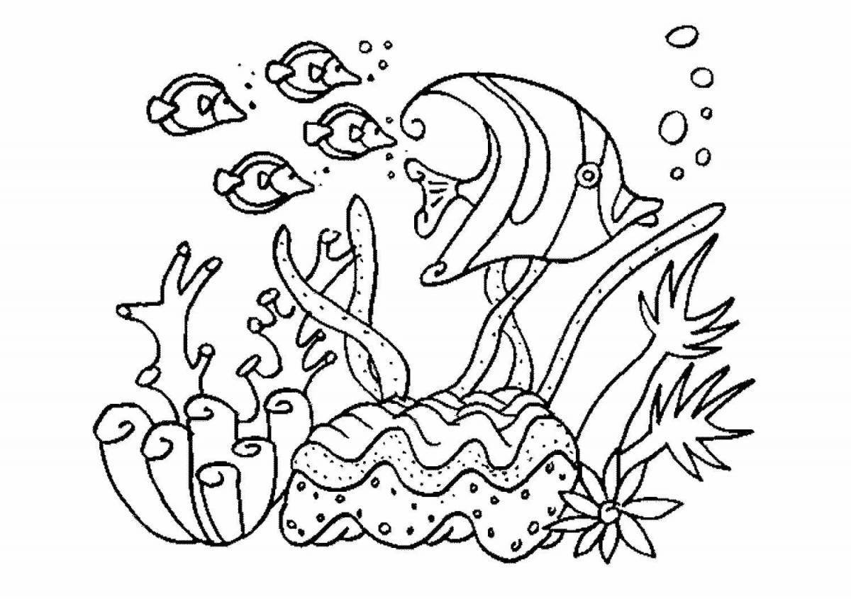 Удивительная страница раскраски морского дна для детей