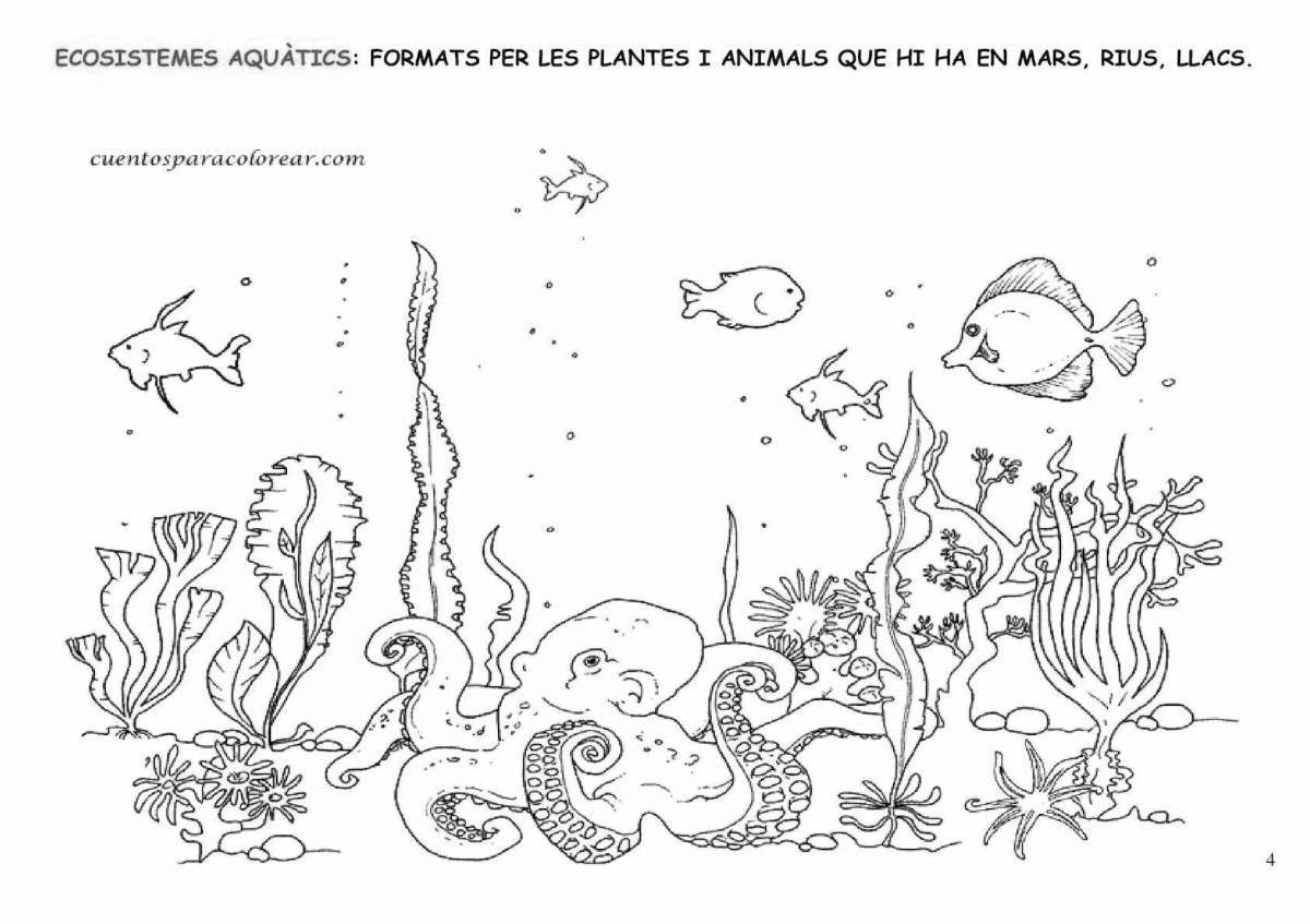 Восхитительная страница раскраски морского дна для детей