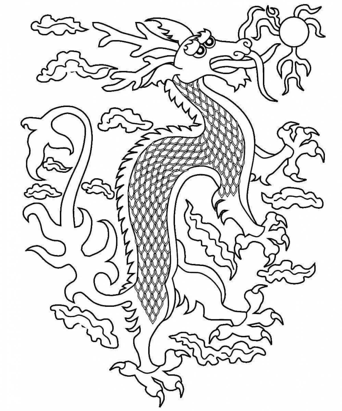 Величественный китайский дракон раскраски для детей