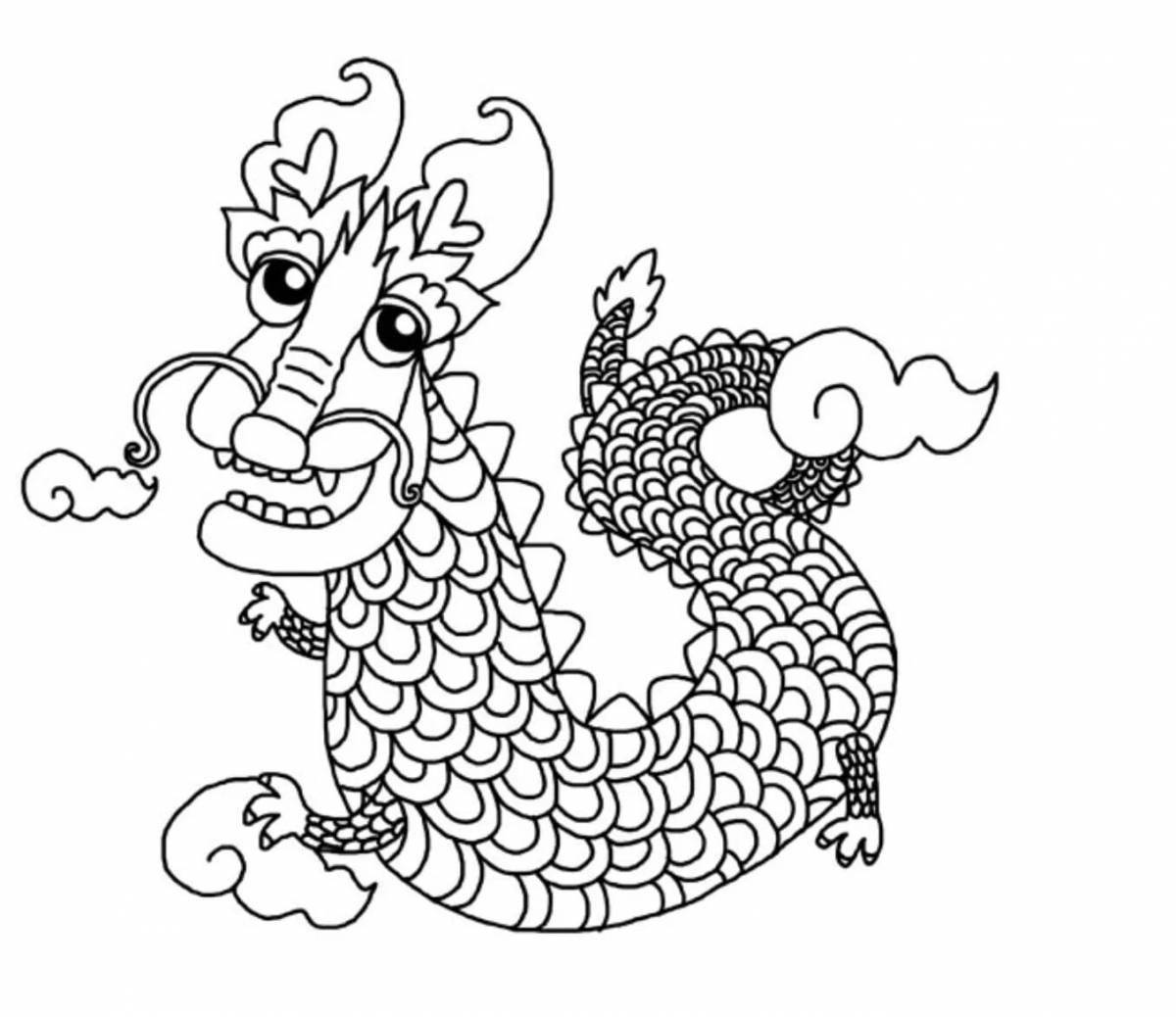 Яркий китайский дракон раскраски для детей