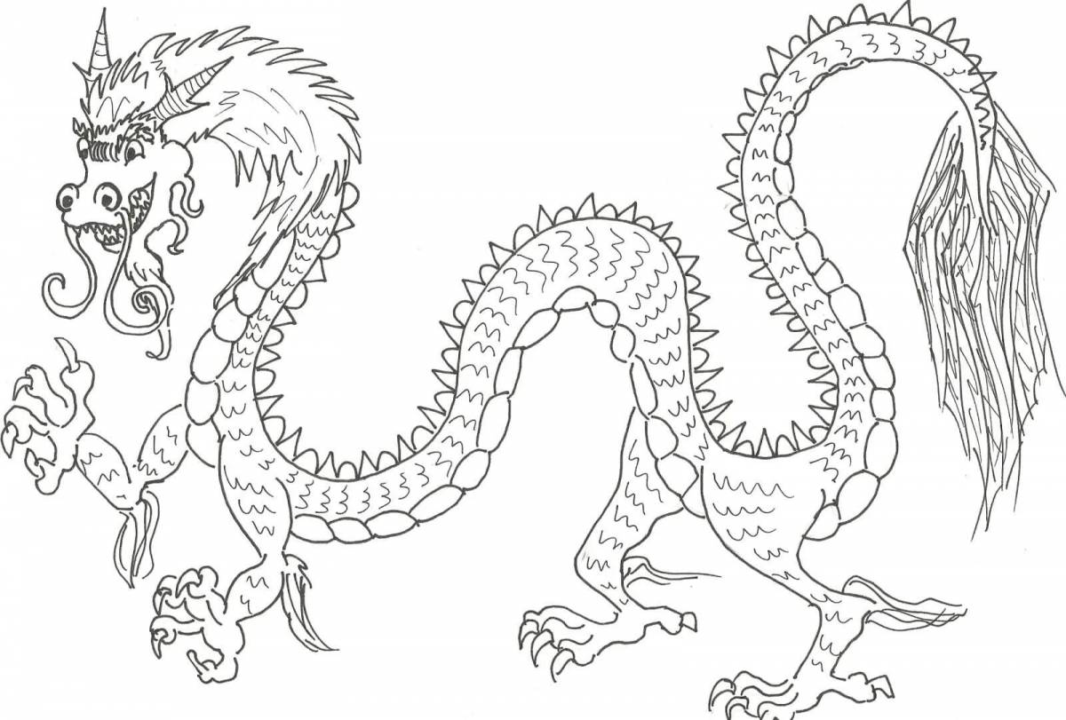 Поразительный китайский дракон раскраски для детей