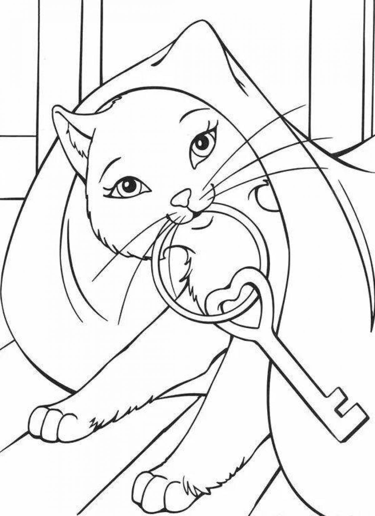 Гламурная раскраска принцесса с кошкой