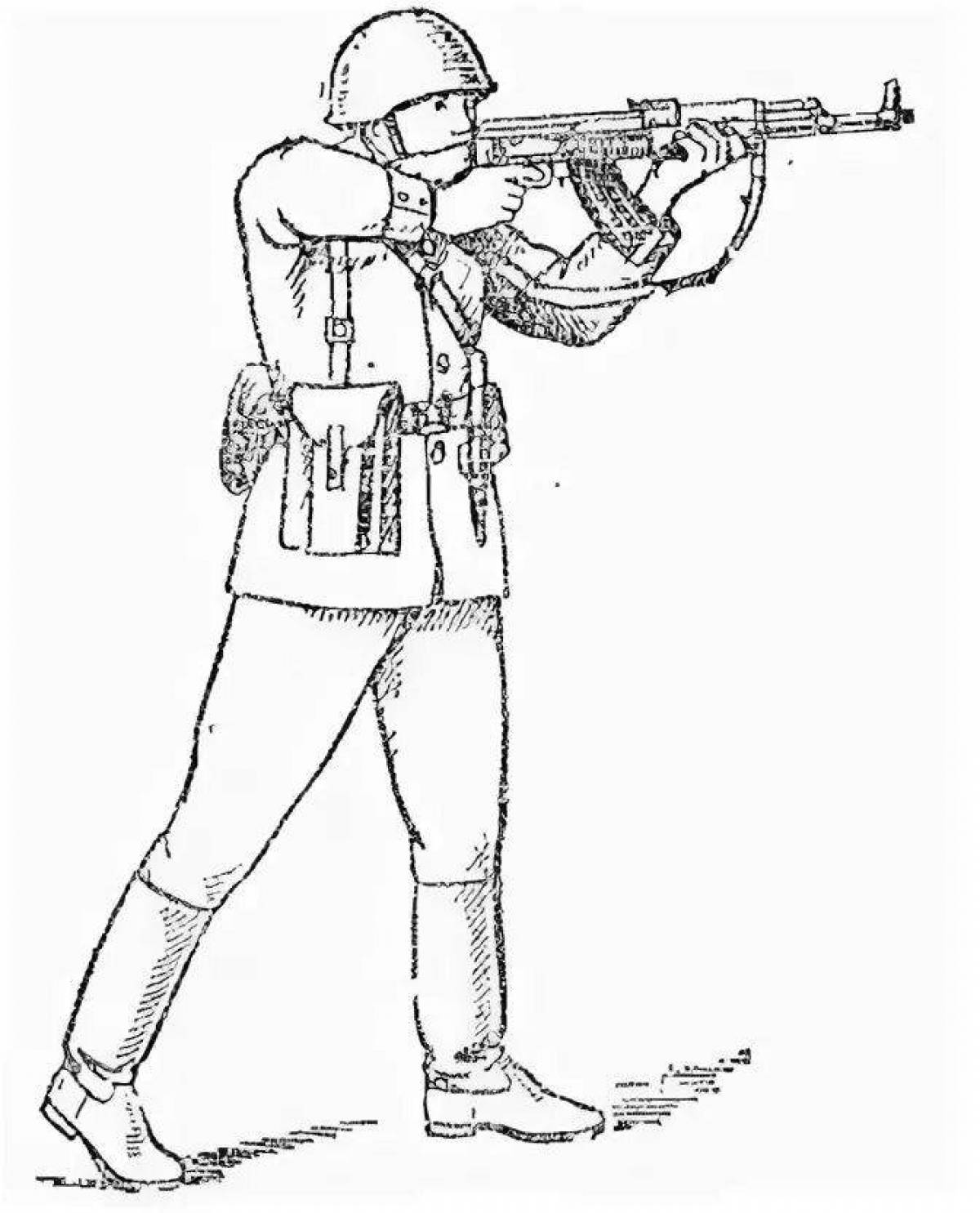 Яркая раскраска солдат с пулеметом