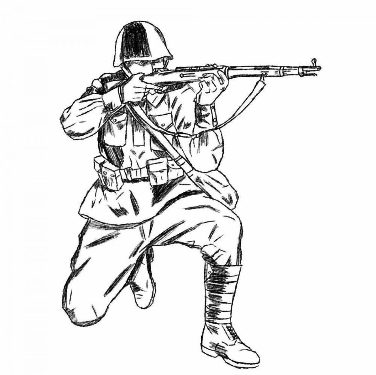 Непоколебимая раскраска солдат с пулеметом