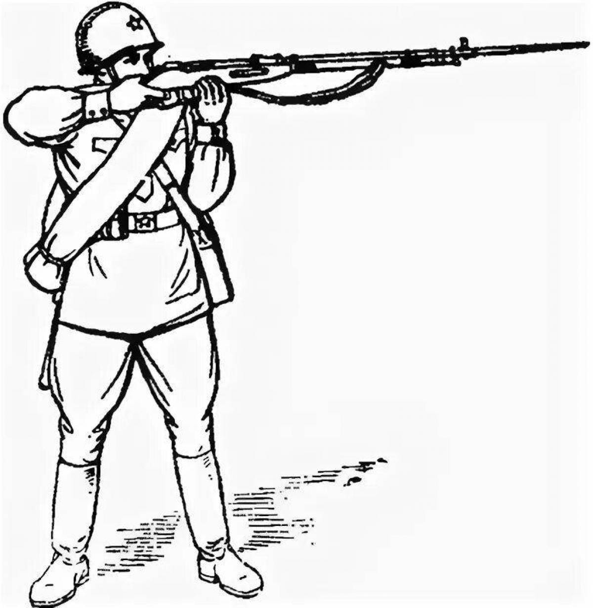 Непоколебимый солдат раскраски с пулеметом