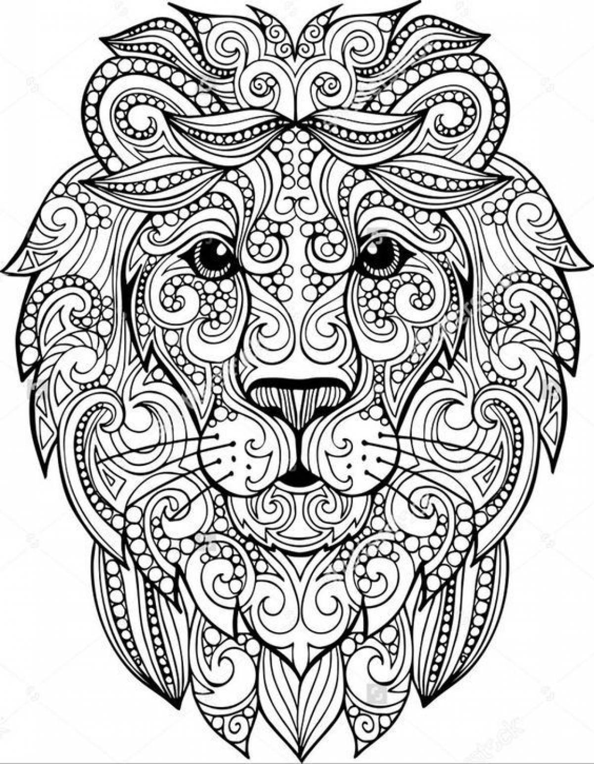 Раскраска Антистресс лев #1