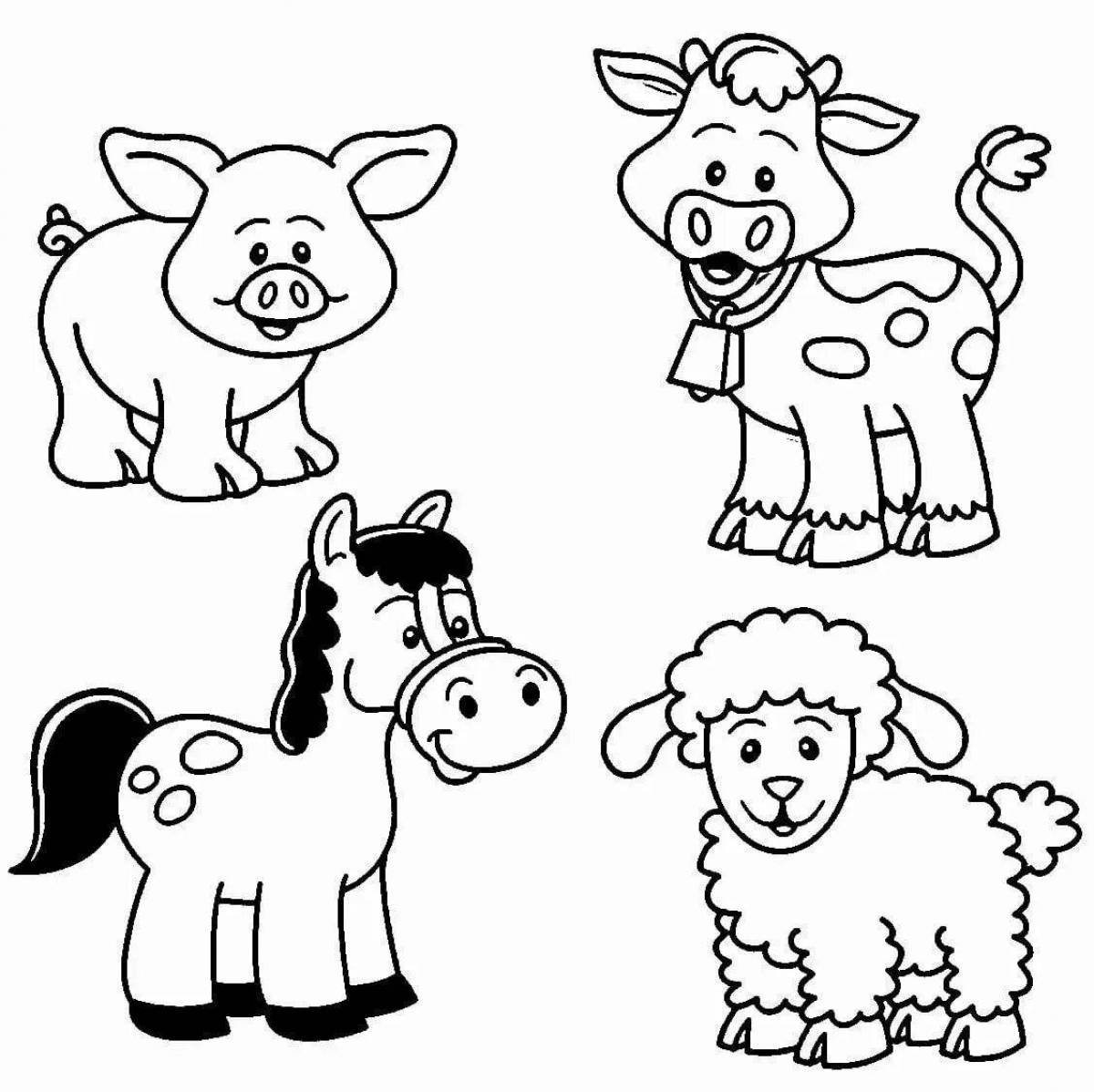 Веселая раскраска для детей 3-4 лет: простые животные