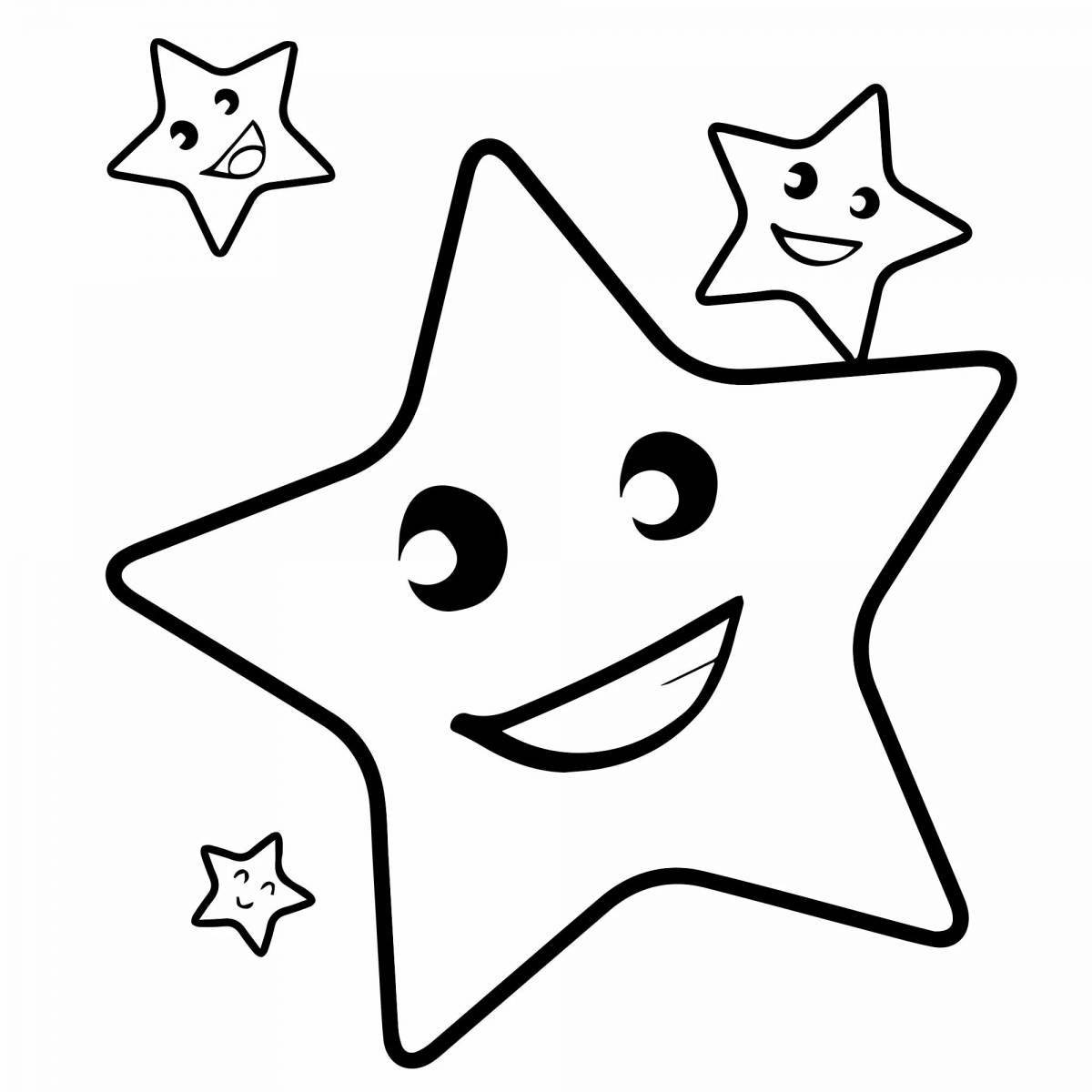 Раскраска сияющая звезда для дошкольников