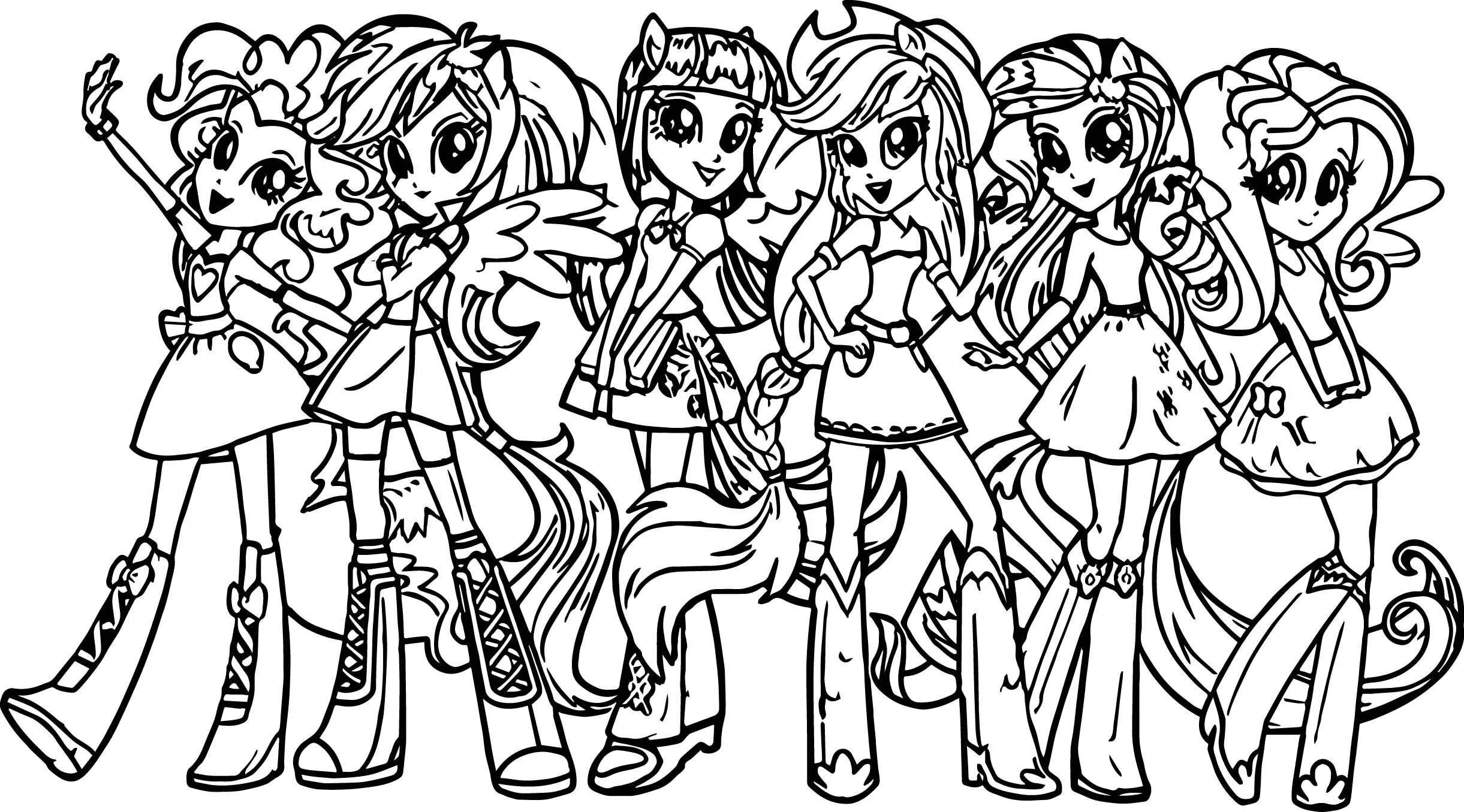 Playtime little pony girls coloring page