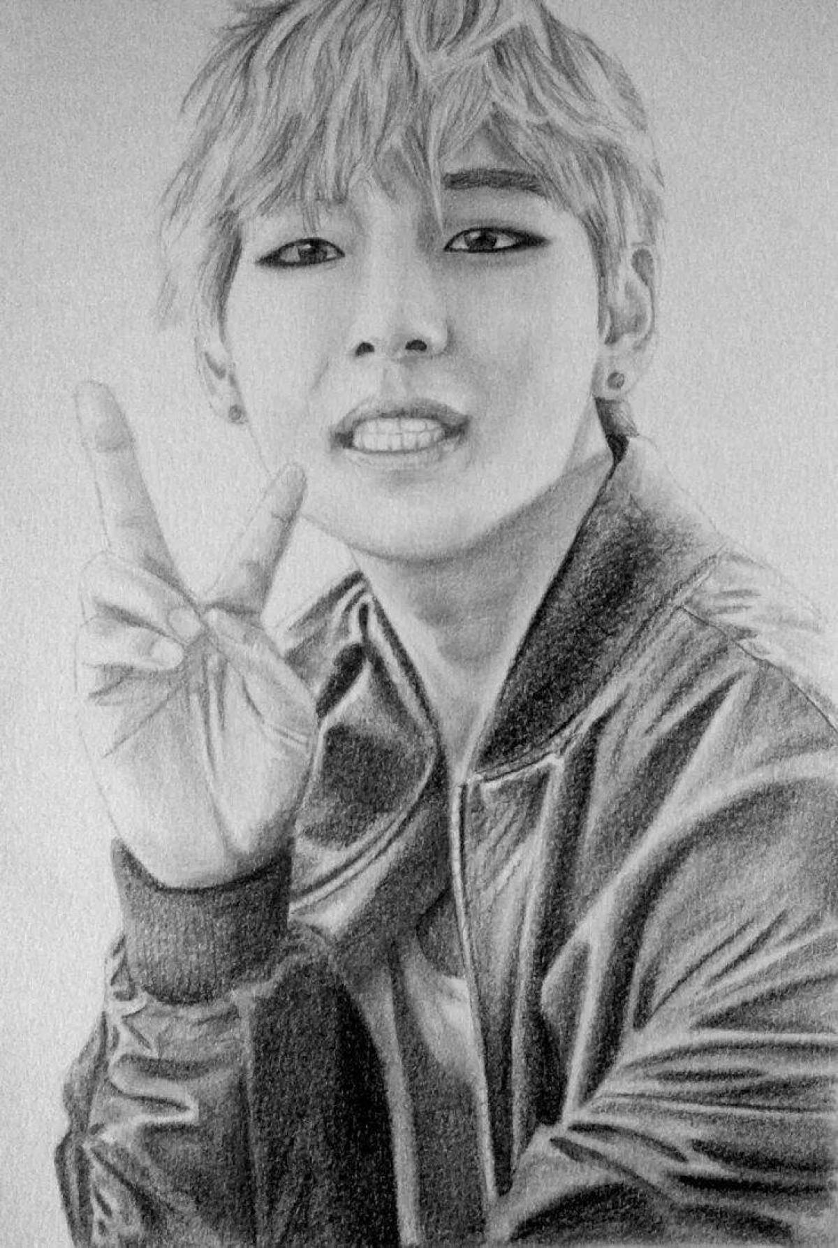 Radiant coloring page bts taehyung