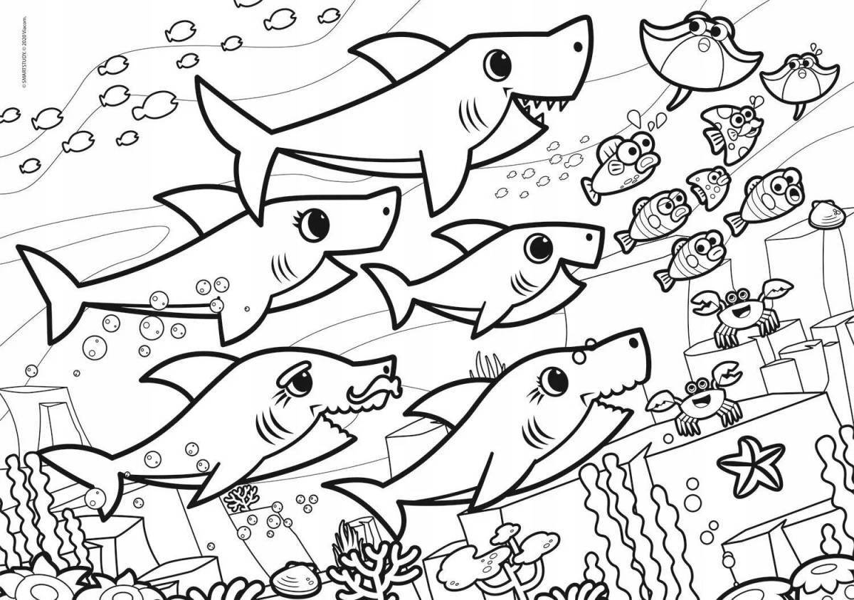 Раскраска невероятная семья акул