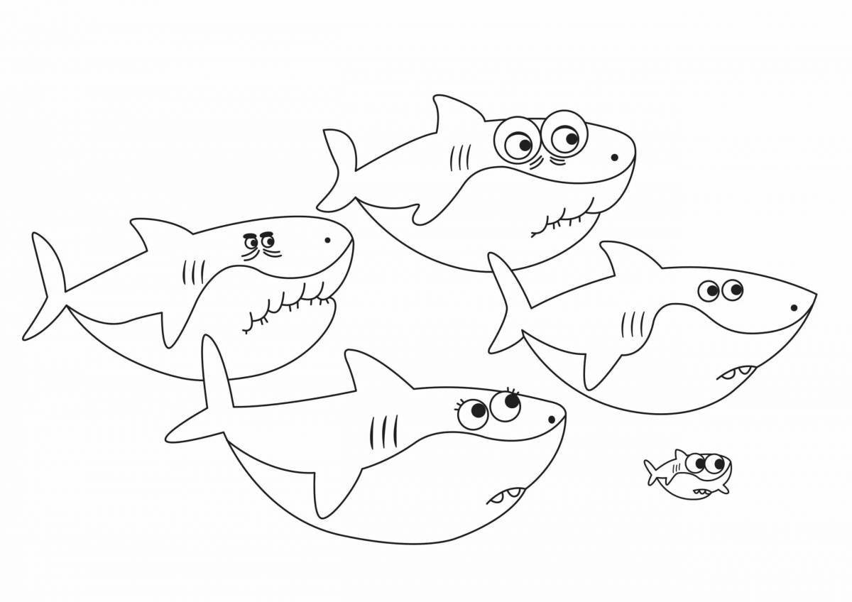 Раскраска удивительная семья акул