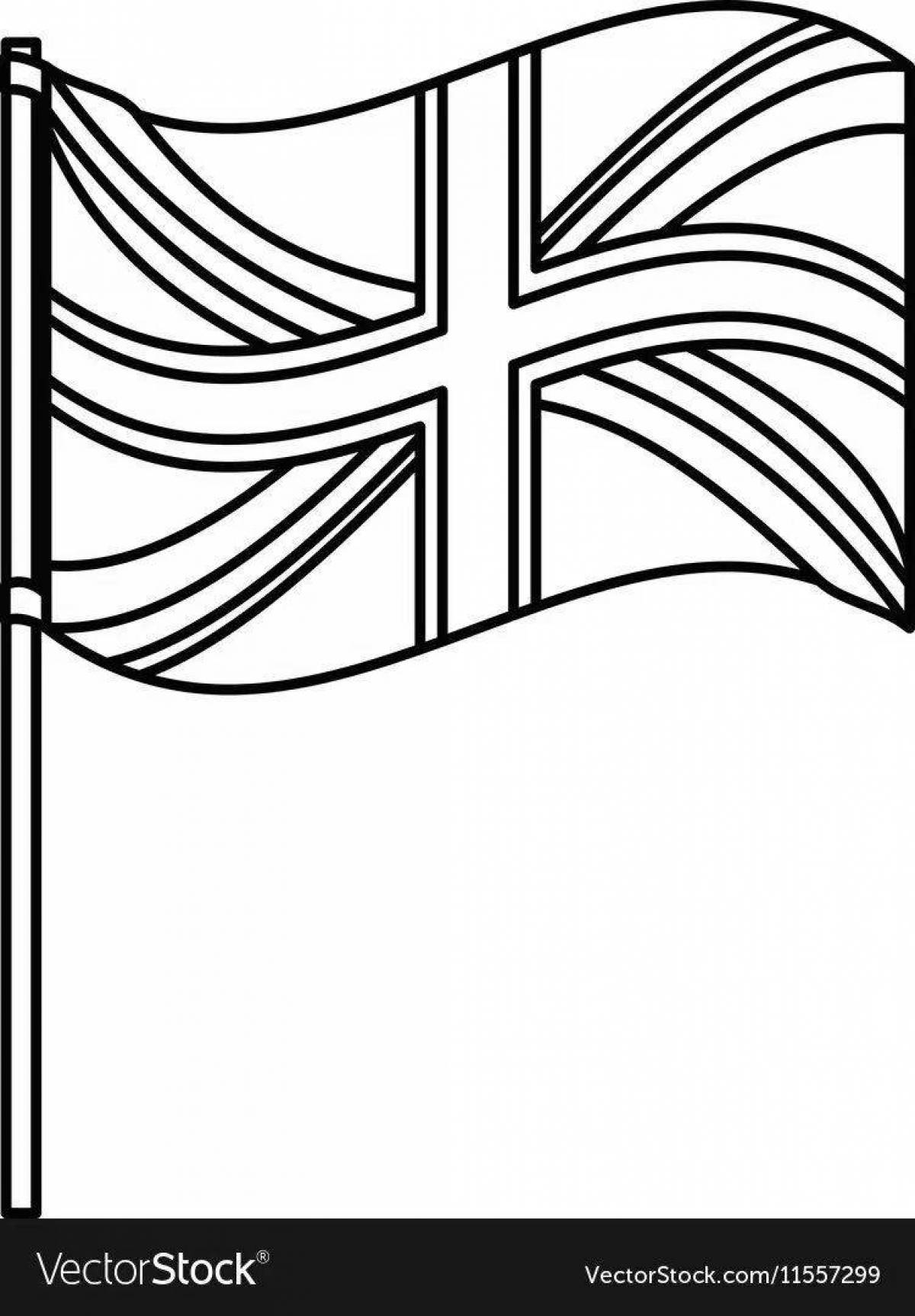 Красочная страница раскраски с британским флагом