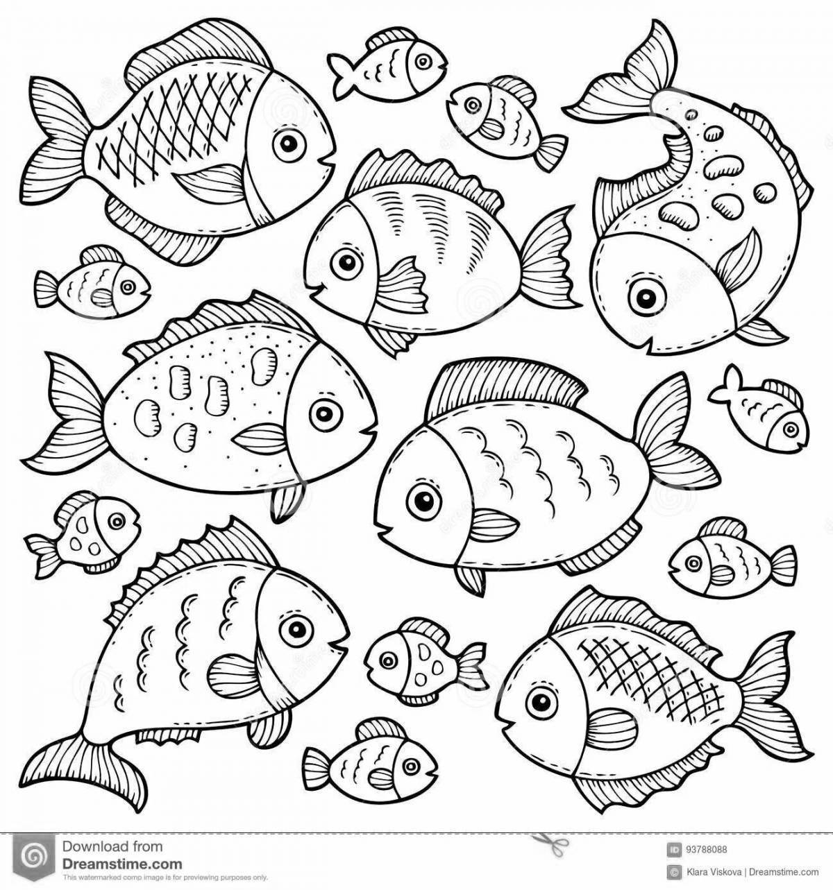 Красочная страница раскраски рыбки