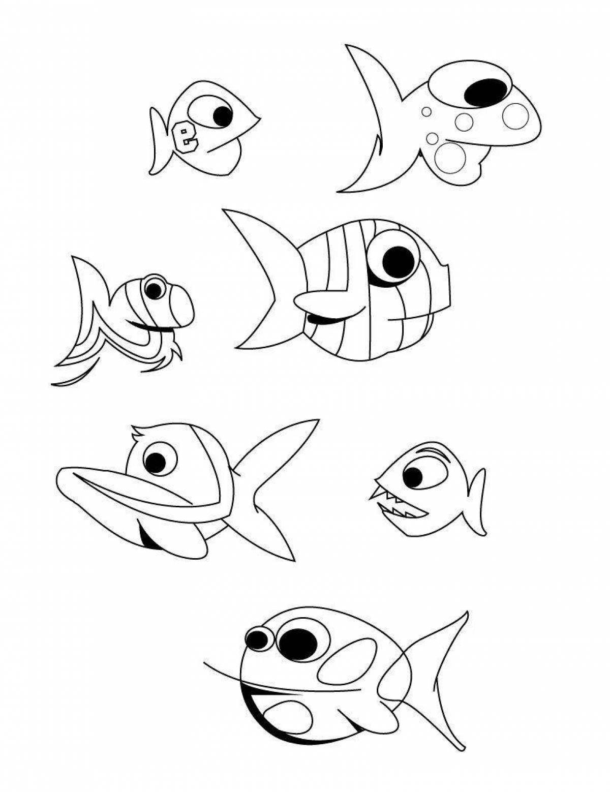 Раскраска радостная рыбка